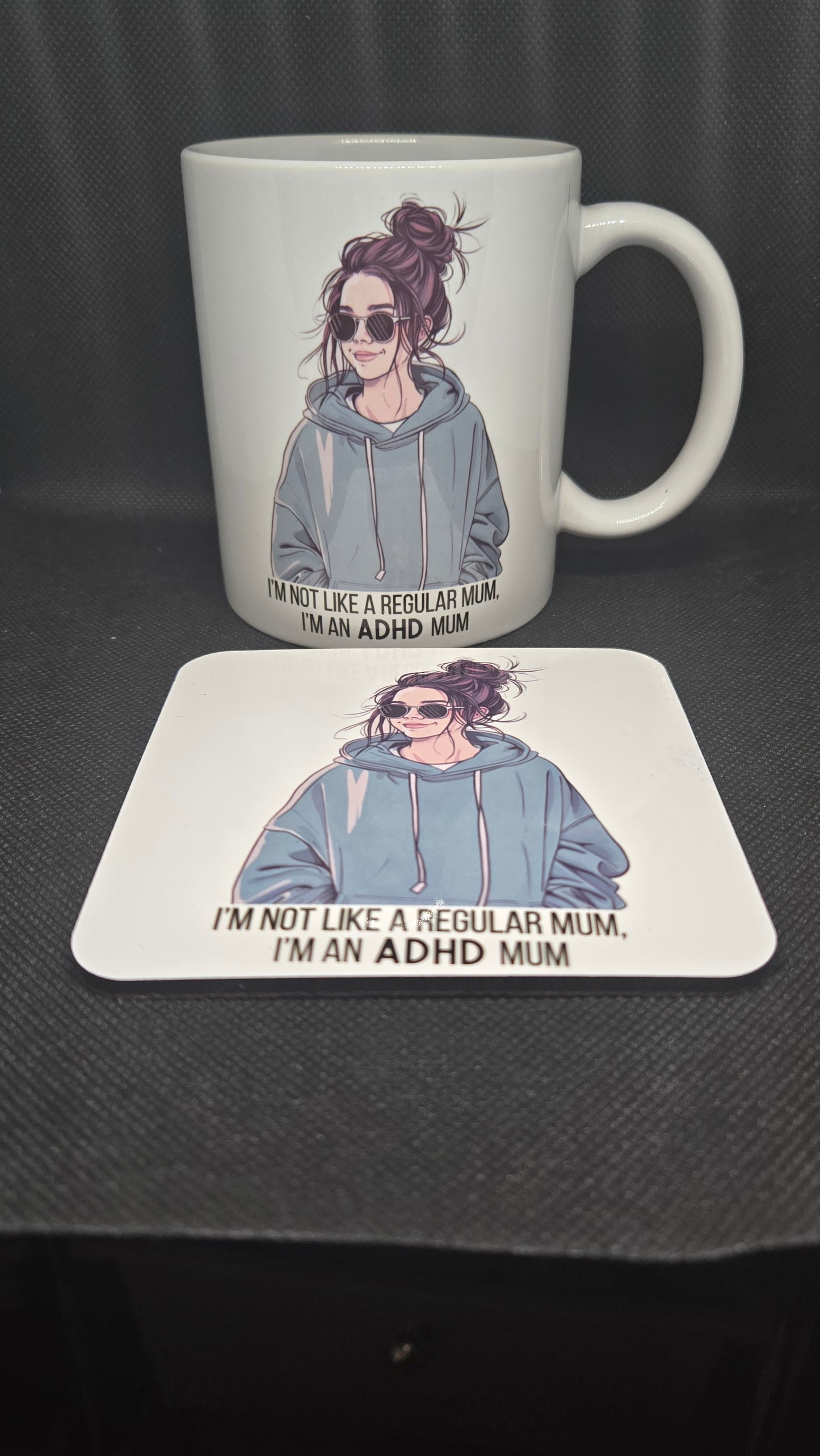 Adhd mum 11oz mug and coaster