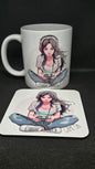 Gamer girl mug and coaster