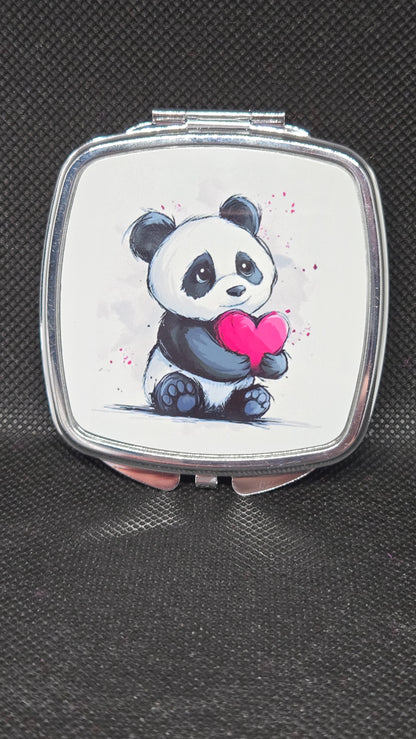 Cute Panda double sided handheld mirror