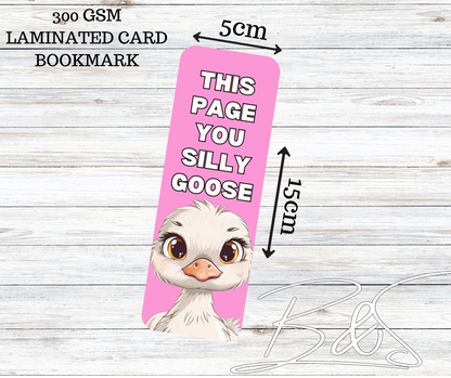 Laminated Card bookmark - this page you silly goose!