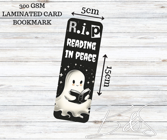 Laminated Card bookmark - RIP reading in peace