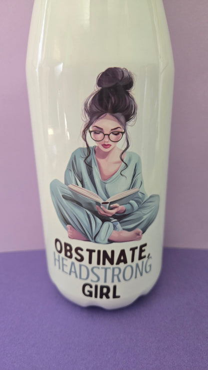 Obstinate headstrong girl, bookish 650ml aluminium bowling bottle