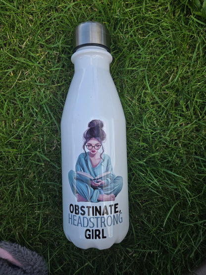 Obstinate headstrong girl, bookish 650ml aluminium bowling bottle