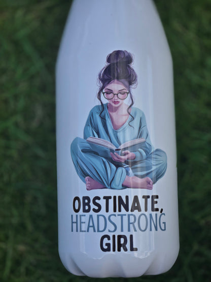 Obstinate headstrong girl, bookish 650ml aluminium bowling bottle