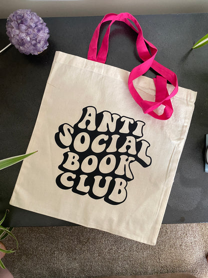 Anti social book club tote bag