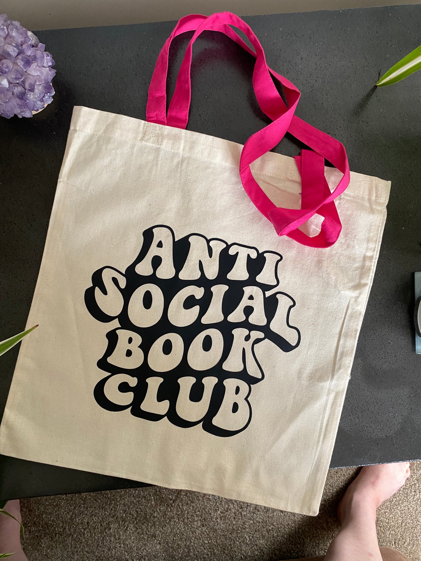 Anti social book club tote bag