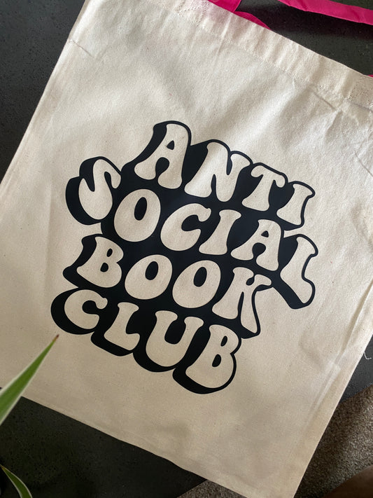 Anti social book club tote bag