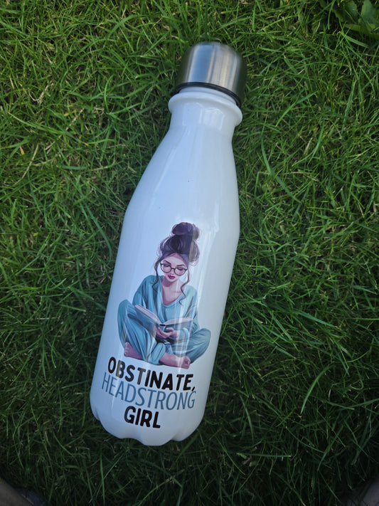 Obstinate headstrong girl, bookish 650ml aluminium bowling bottle