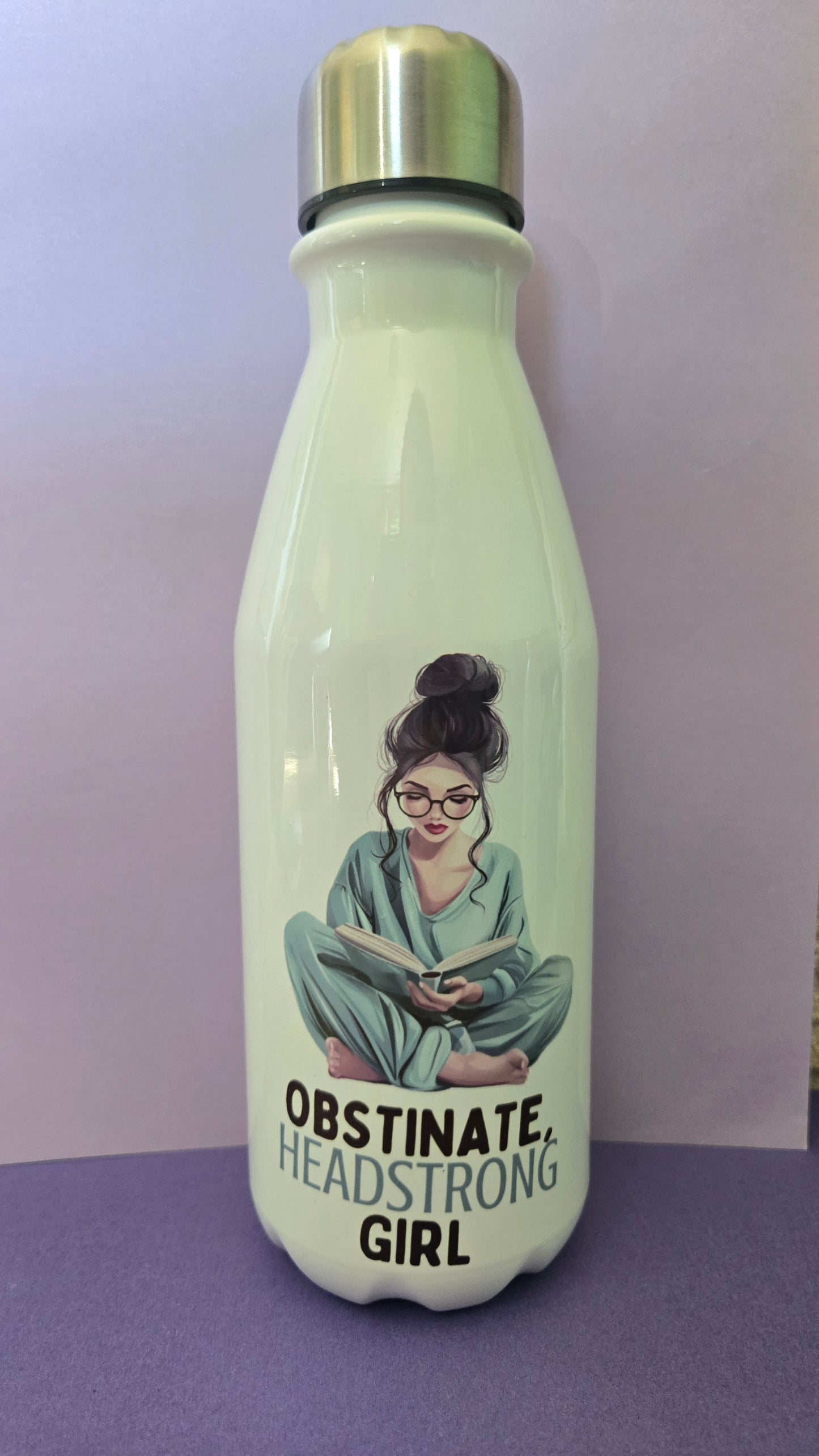 Obstinate headstrong girl, bookish 650ml aluminium bowling bottle